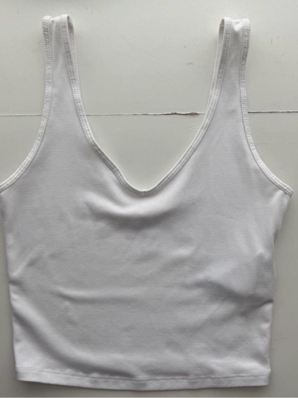 Hollister White Ribbed Scoop Crop Tank